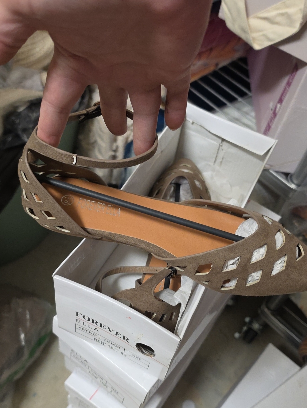 Nwt  Taupe Cutout Ankle-Strap Flats